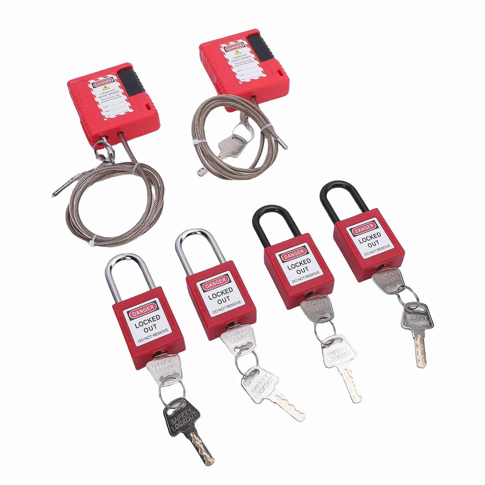 Kit de Etiquetado de Bloqueo Eléctrico, Sujetar y Bloqueadores de Circuitos Multipole Universales, Kit de Etiqueta de Bloqueo Industrial Portátil con 4 Lotes de Seguridad de Loto, 10