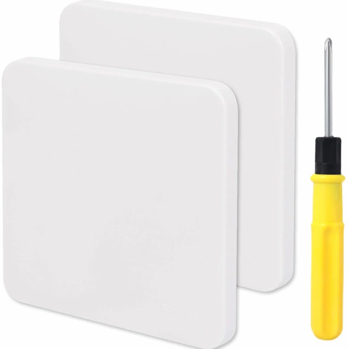 2 paquetes Placa en blanco única Orificio para tornillo oculto Cubierta de placa ciega de forma cuadrada de 1 unidad Placa ciega para enchufe eléctrico de una sola unidad