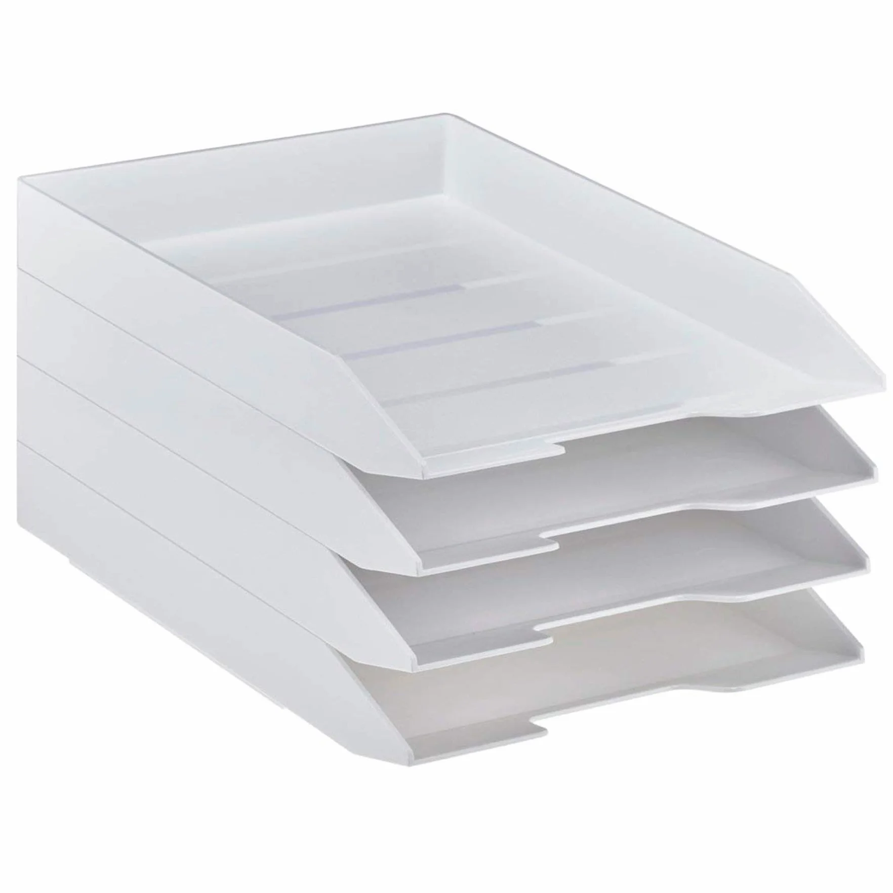 Acrimet Bandeja de Papel Apilable, Organizador de Cartas y Papeles en plastico de Carga Frontal para Oficina (Blanco, 1 Unidad)