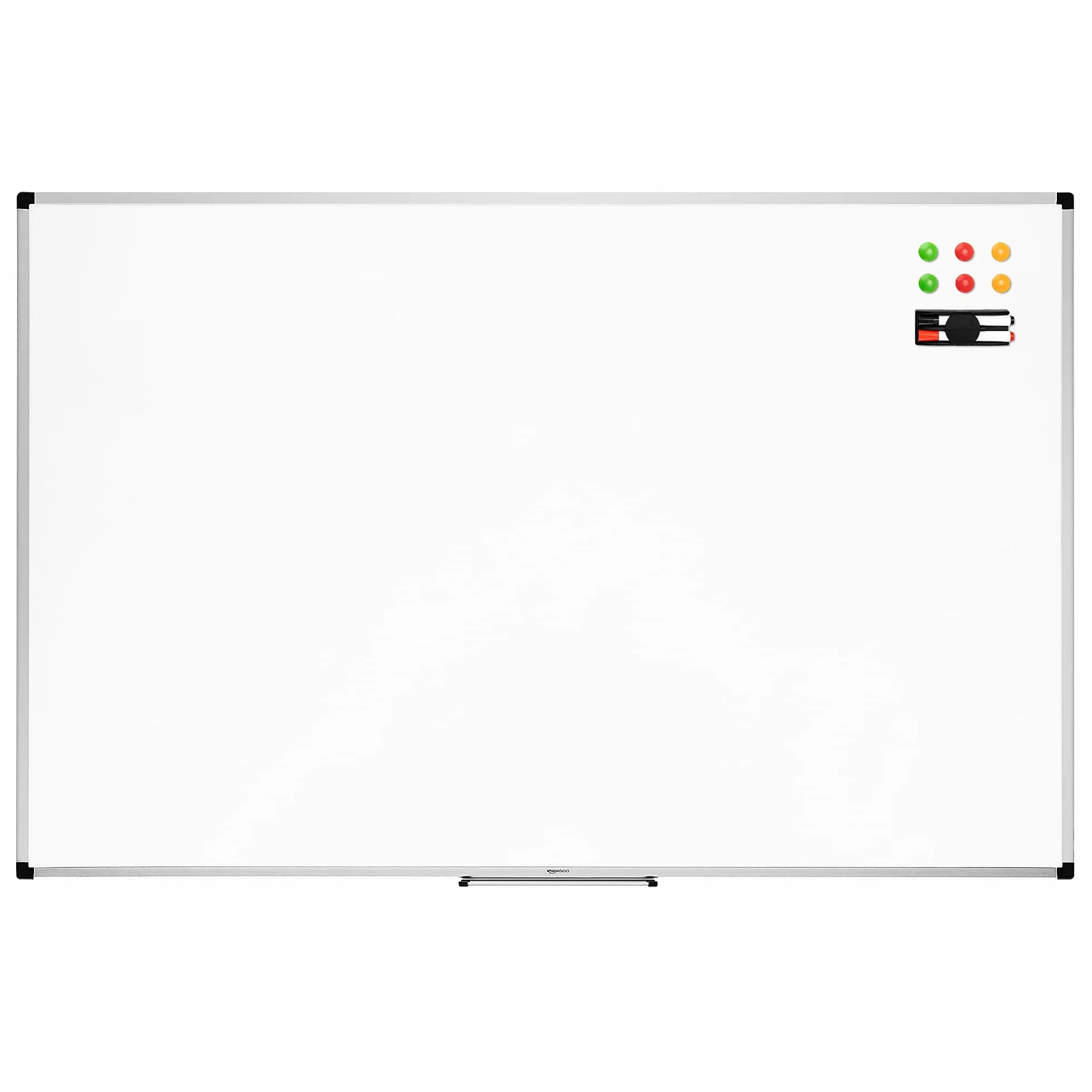 Amazon Basics Pizarra Blanca Magnética 90 x 60cm Marco Aluminio Bandeja Rotuladores Borrador Imanes