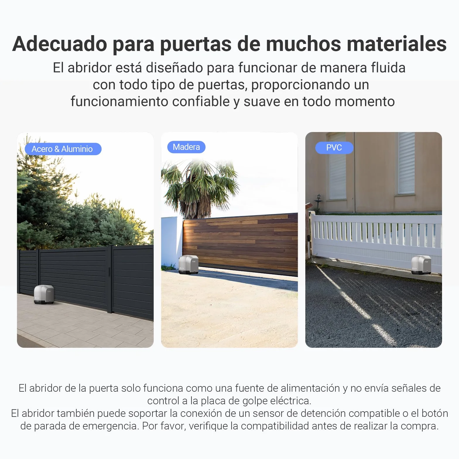 EZVIZ Motor Puertas Correderas Exterior 400 kg, con 4 Metros Cremallera de Nailon y Acero, Dos Mandos a distancia, una Luz de Alarma, Wi-Fi/Bluetooth, Instalación de dos cables, Impermeable, HG2 400