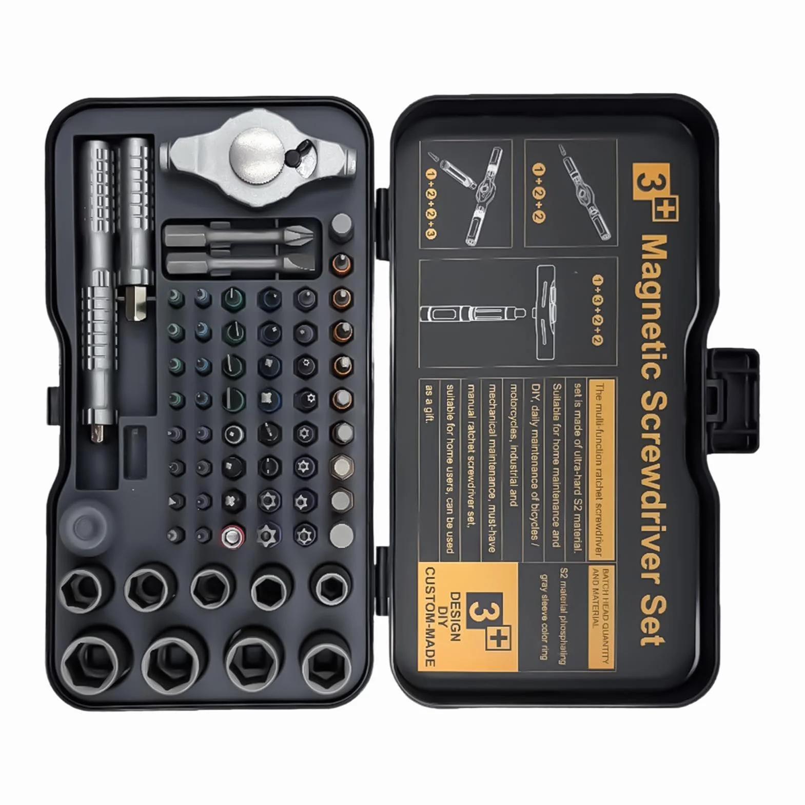 Juego de Destornilladores con Trinquete Magnético Kit Multifunción de | Mango Ergonómico para Destornillador para Hogar Garaje Electrónica Reloj Coche Electricista Hombre