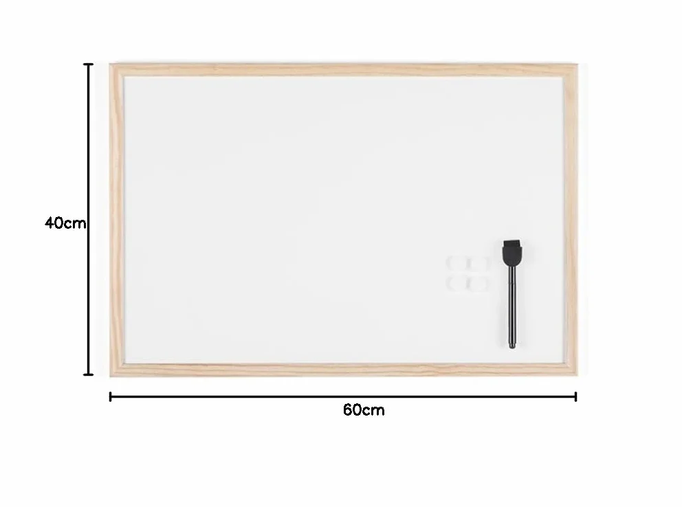 Bi-Office Pizarra blanca magnética marco madera pino 60 x 40 cm