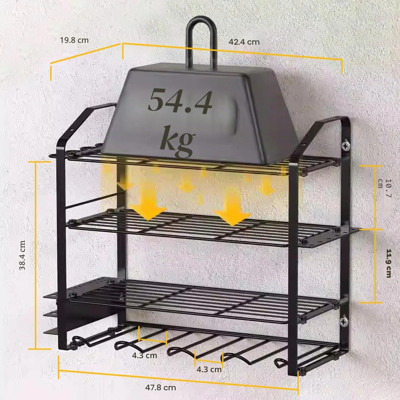 Organizador de herramientas eléctricas de 4 capas, soporte de pared para herramientas de taladro eléctrico, ahorro de espacio, resistente y duradero, fácil de instalar, añade más espacio de