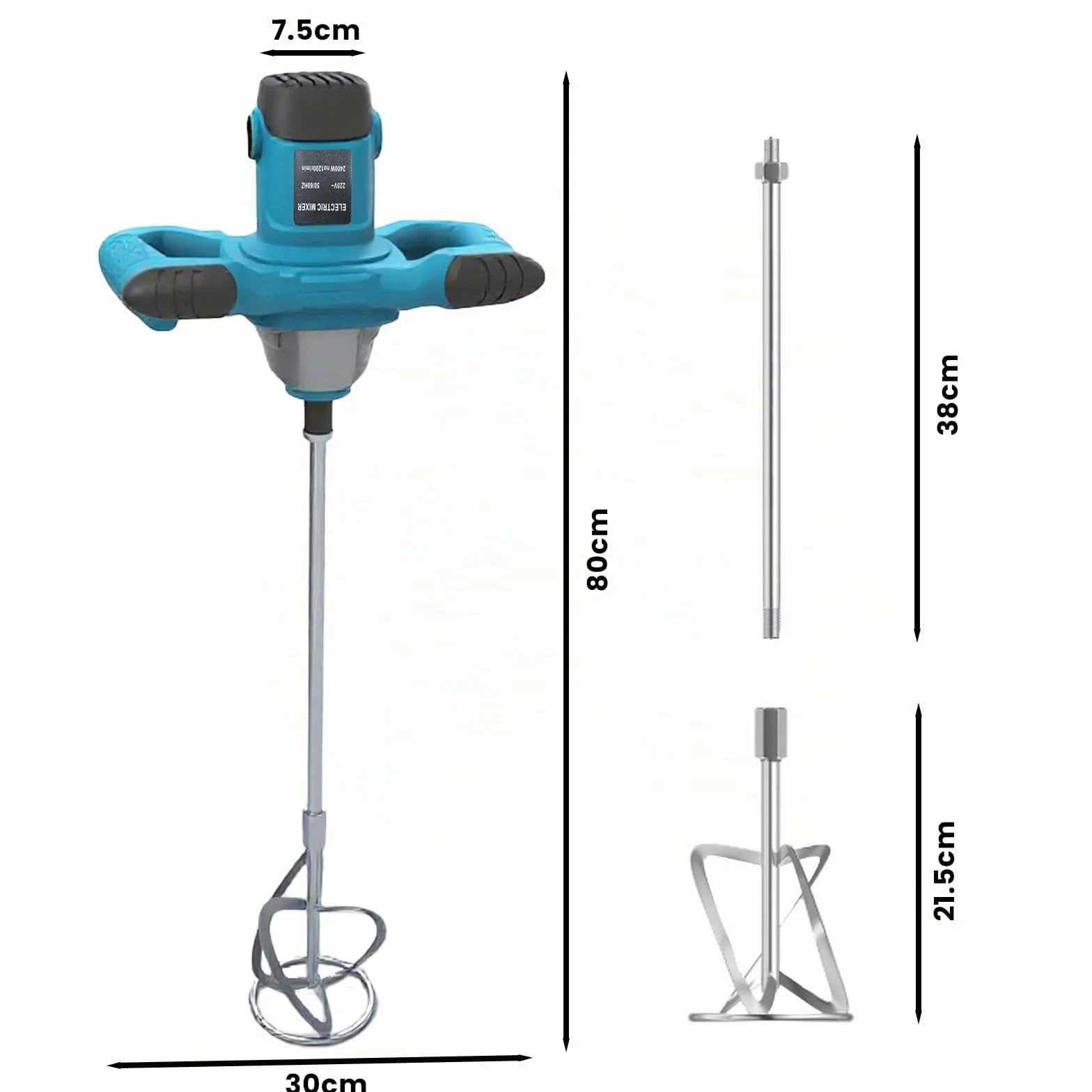 Mezclador de mortero M14 de 2400 W con motor sin escobillas, hormigonera eléctrica, 0–1700 rpm con control de velocidad de 6 niveles, para asfalto, cemento y lodo