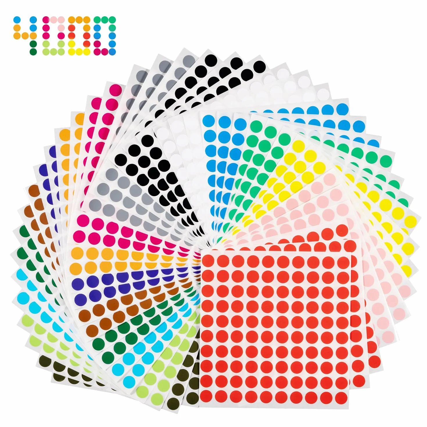 Gomets Colores Surtidos Pegatinas Redondas 4000 Piezas 10mm 16 Colores Etiquetas Adhesivas