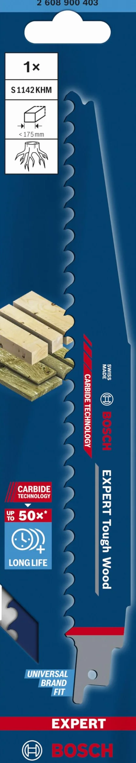 Bosch Expert Tough Wood S 1142 KHM Hoja de Sierra Sable 225 mm
