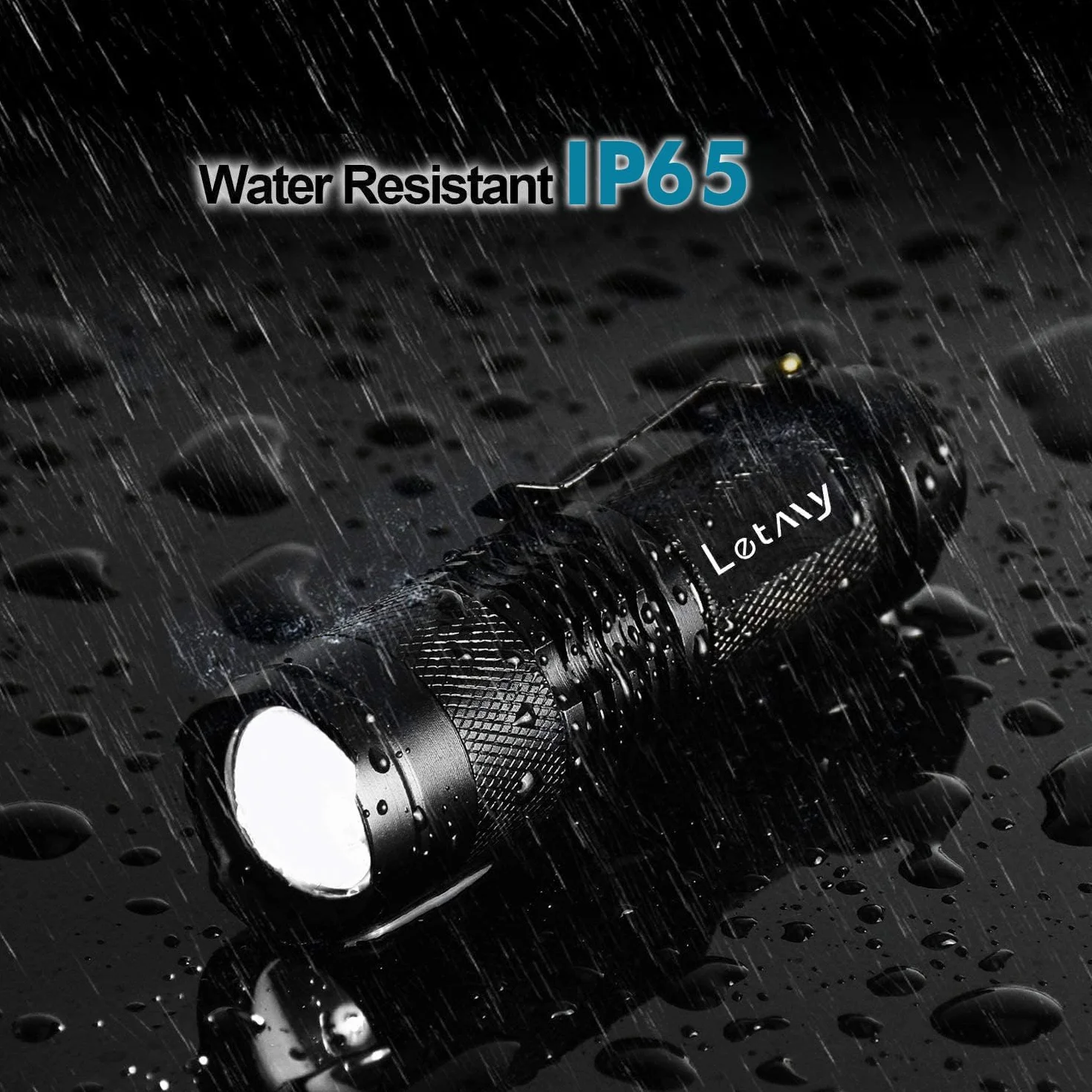LETMY Linterna táctica, mini linternas LED superbrillantes con clip para cinturón, zoom, 3 modos, impermeable, la mejor linterna EDC para regalo, senderismo, camping, huracán y corte de energía