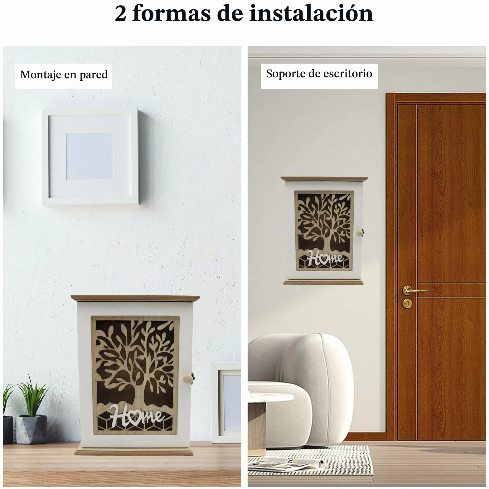 1 Pieza Caja de Madera para Llaves,Caja de Llaves Madera Decorativa,Armario Llaves con 6 Ganchos,Diseño Hueco Retro Decuada para Colocar en Puertas Garajes Oficinas (28,5x22x7cm)