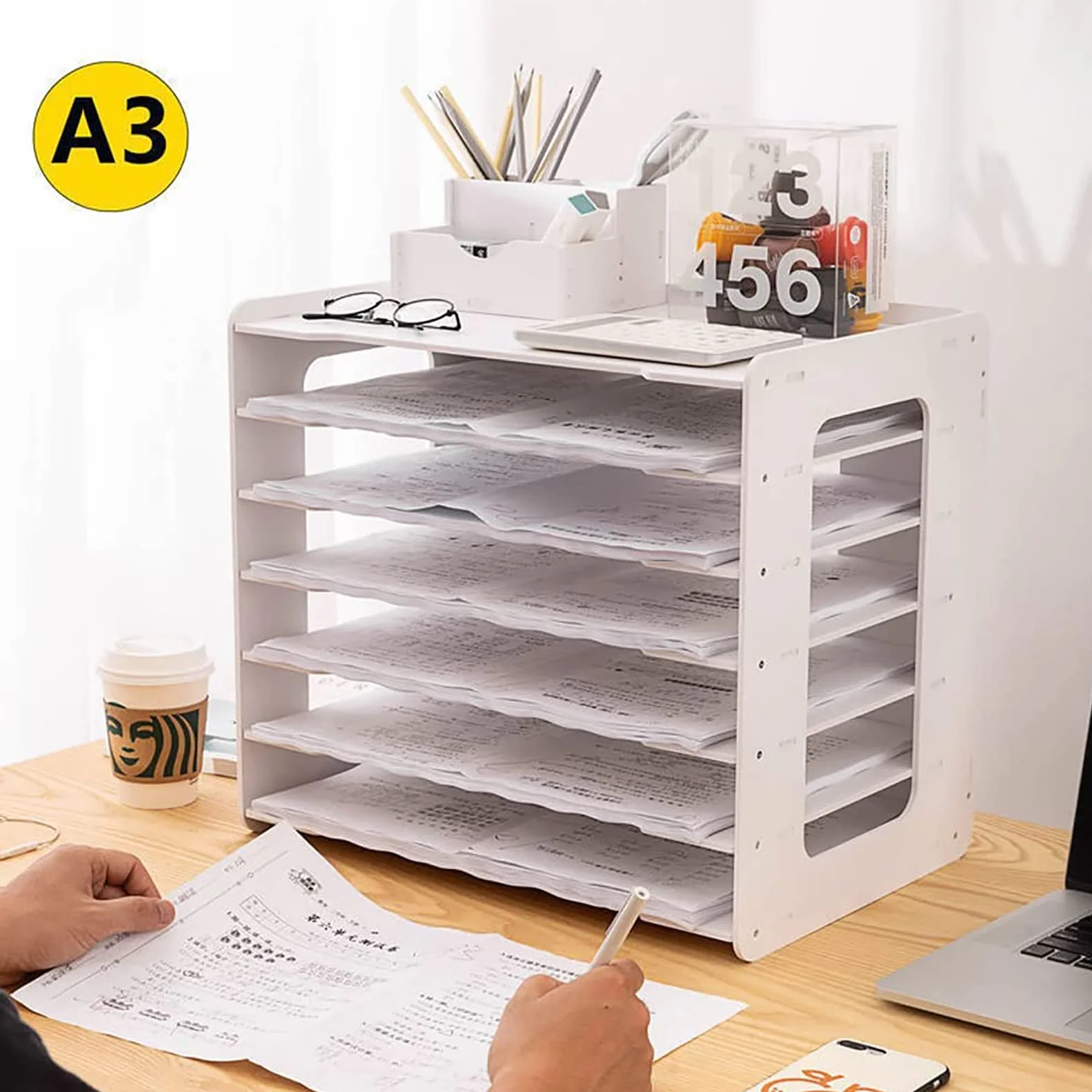 Bandeja para Cartas de Escritorio Almacenamiento de Papel A3 Extra Grandes