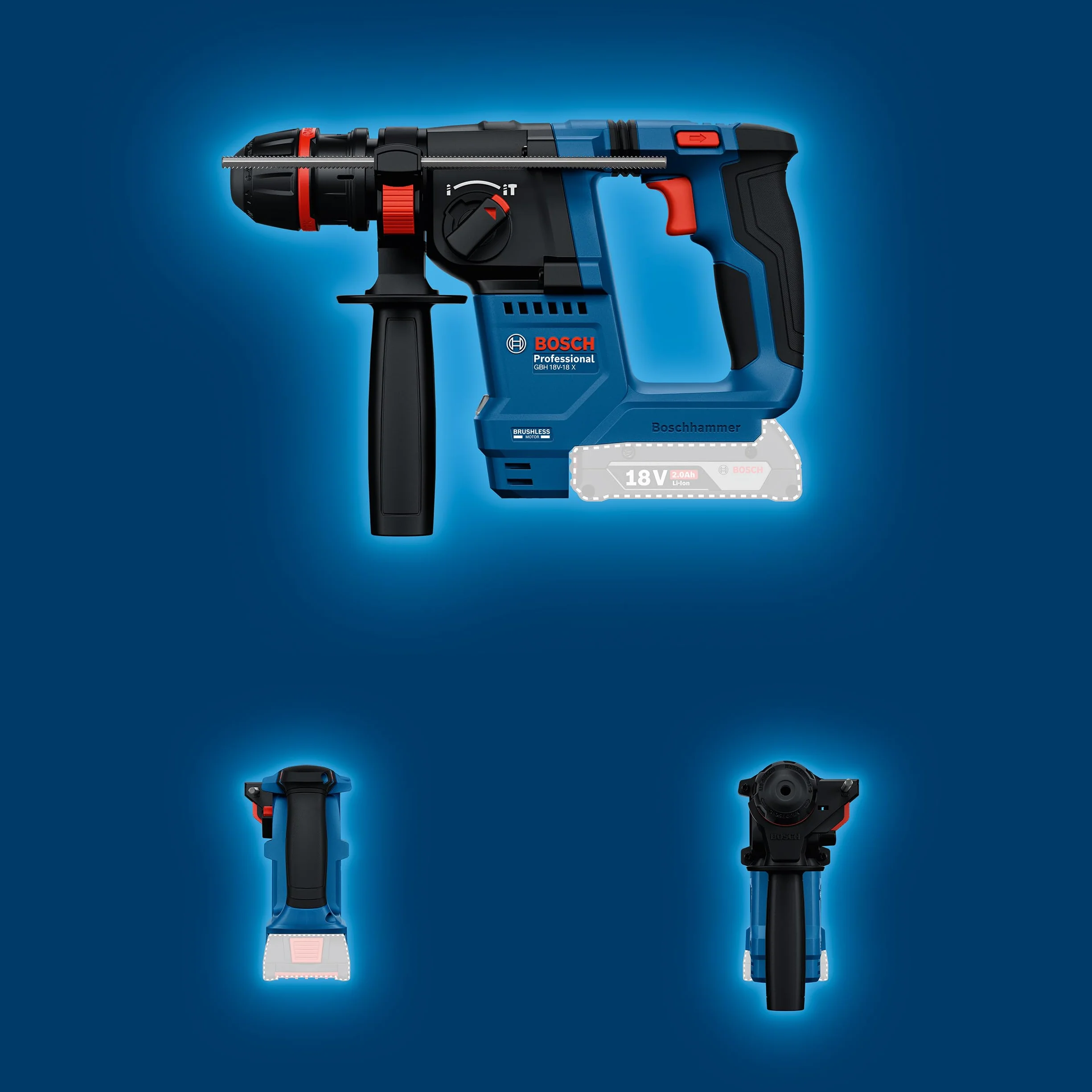 Bosch Professional 18V System martillo perforador a batería GBH 18V-18 X (ONECHUCK)