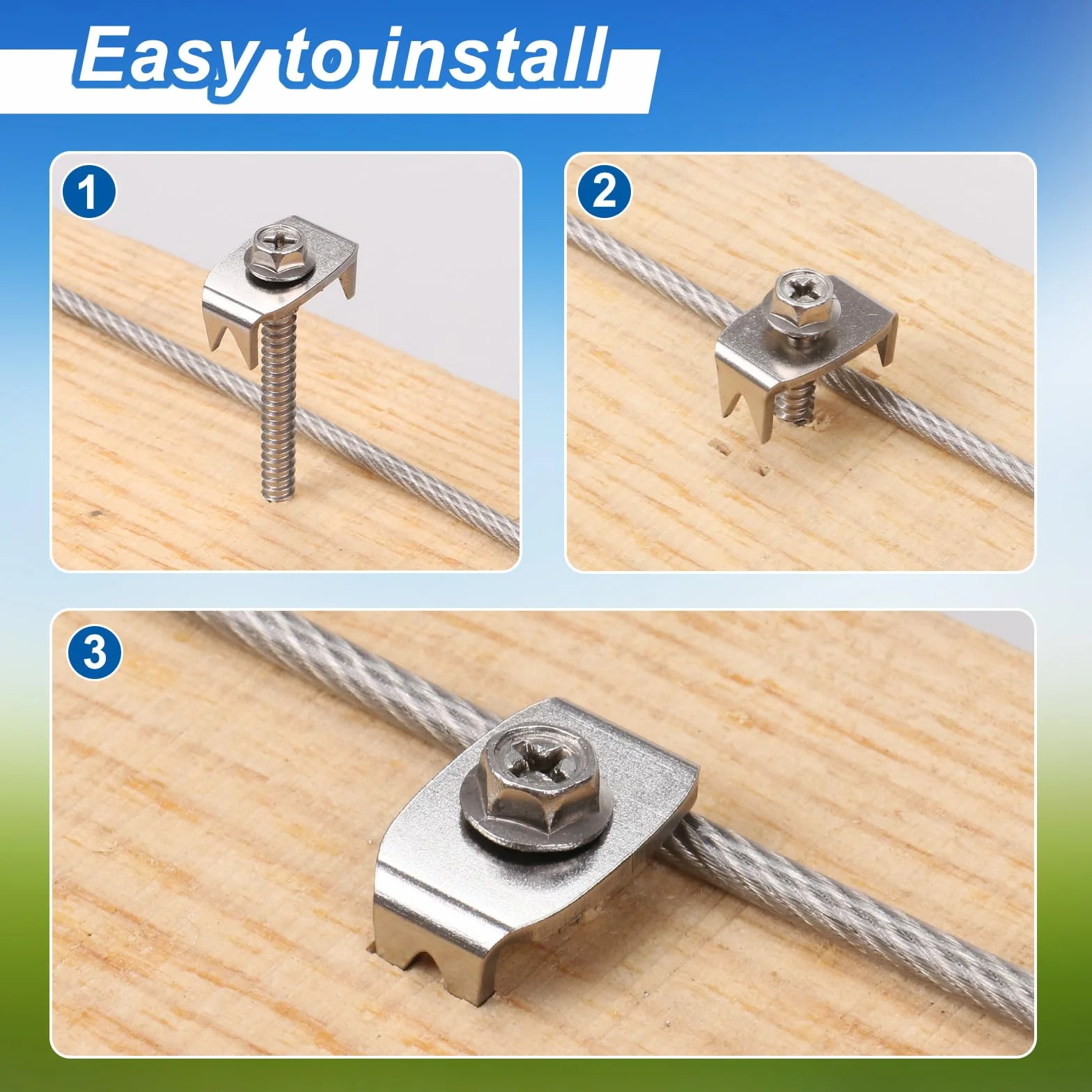 SELEWARE 200 vallas de acero inoxidable, clavos de cerca de madera blanda, clavos reutilizables para cercas de doble barra y cercas trenzadas, cierres de valla con rosca