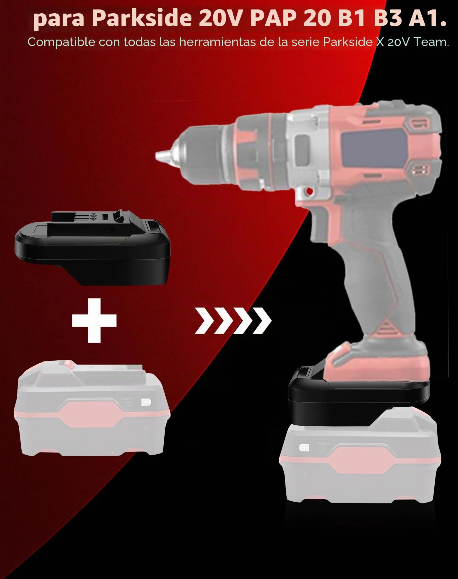 Adaptador de batería Parkside a Einhell, para adaptador de batería Parkside a Einhell, se adapta a baterías de litio Park.side de 20 V, uso para herramientas eléctricas inalámbricas Ein.hell de 18