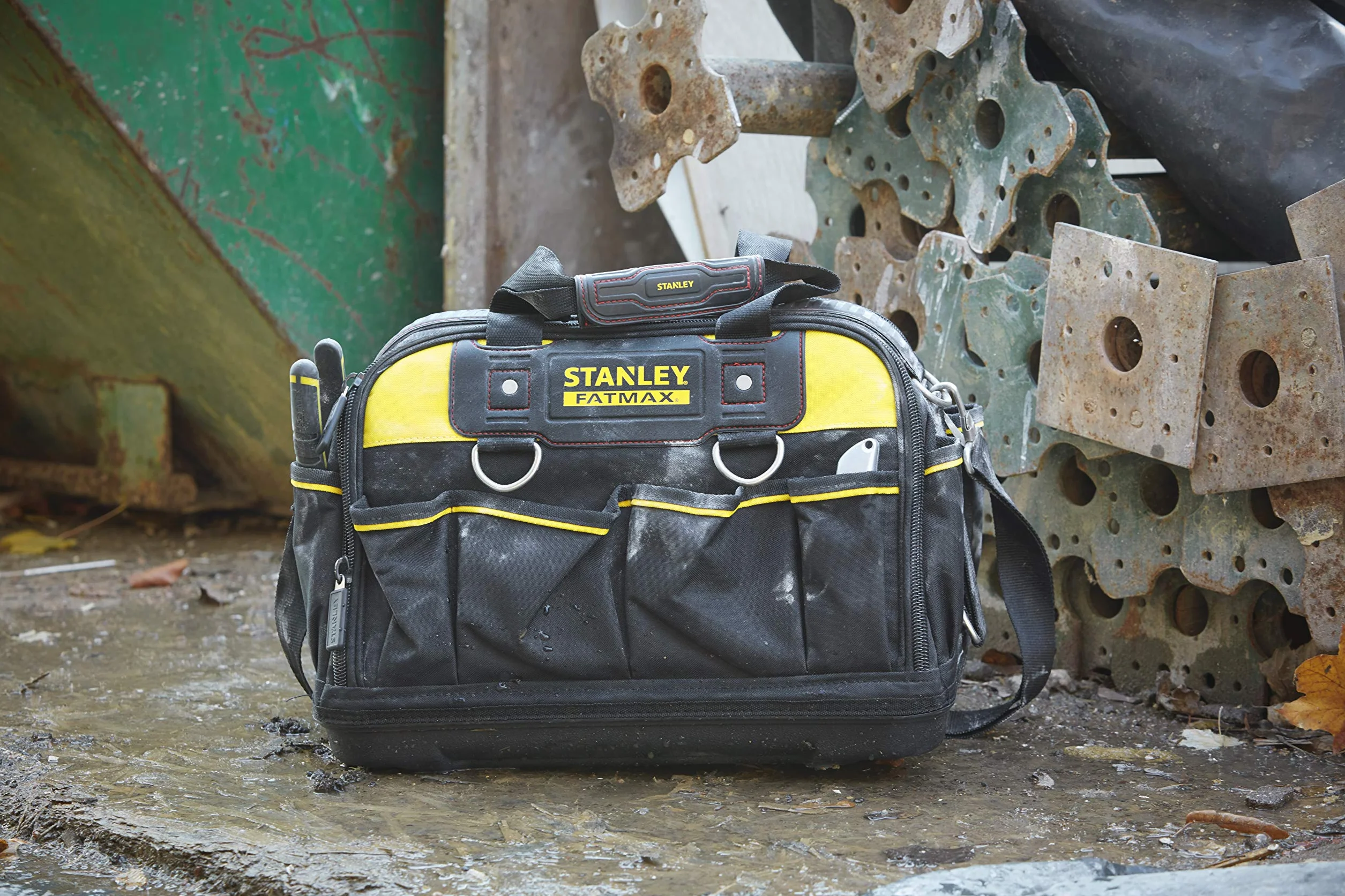 STANLEY FATMAX Bolsa de Herramientas Acceso Múltiple, Estructura Rígida, Tamaño 41x29x24 cm, Bolsillo frontal con cierre, Asa ajustable, Acceso a las herramientas, FMST1-73607