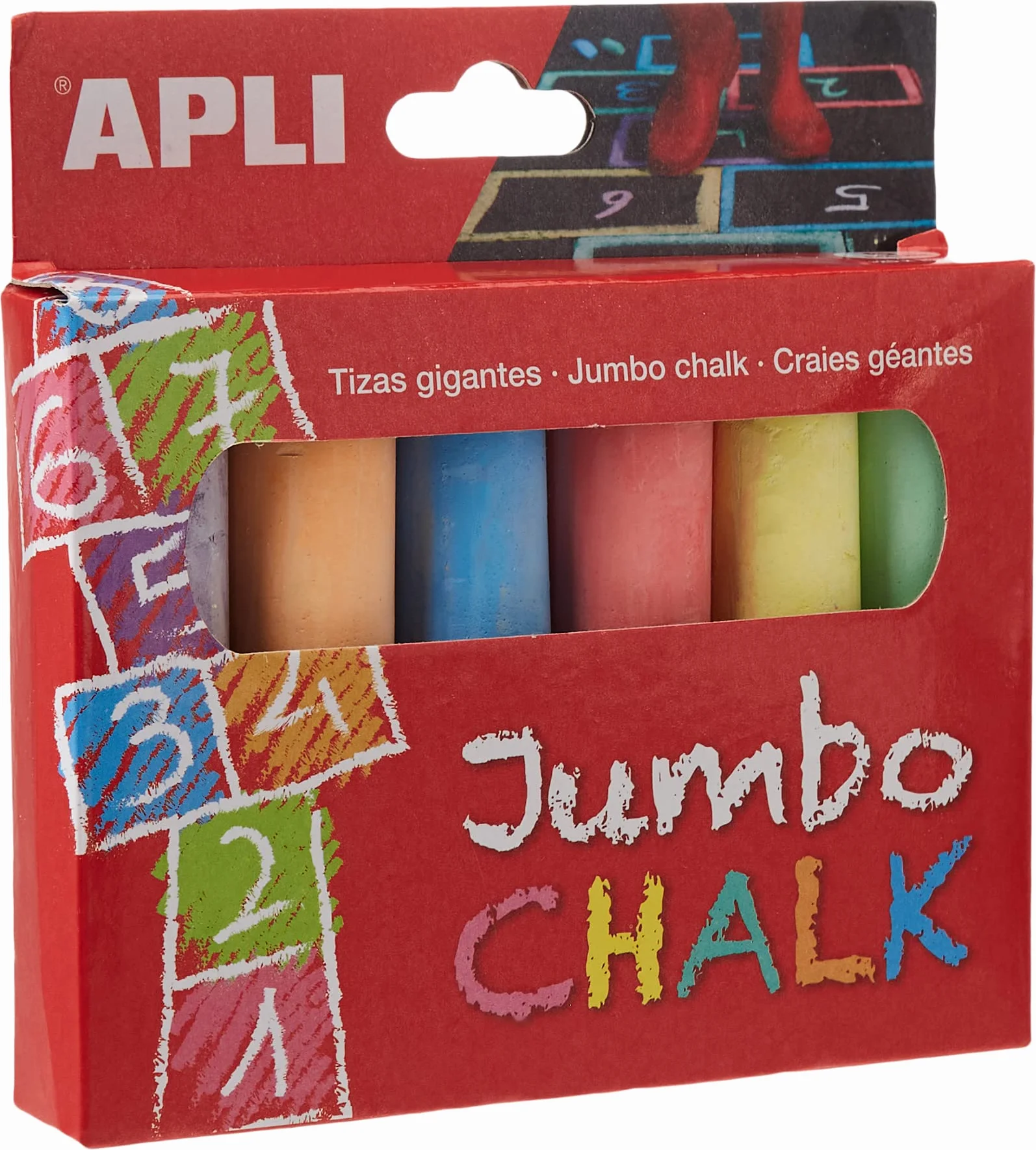 APLI Kids Caja tiza redonda colores surtidos 6 Uds 25 x 105 mm