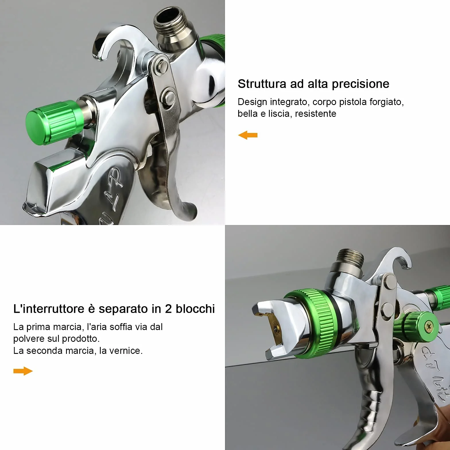 HVLP Pistola de Pintura Profesional Con 3 Boquillas 1,4mm 1,7mm 2,0mm y Taza de 600cc - Para Automóviles, Techos, Paredes, Pisos