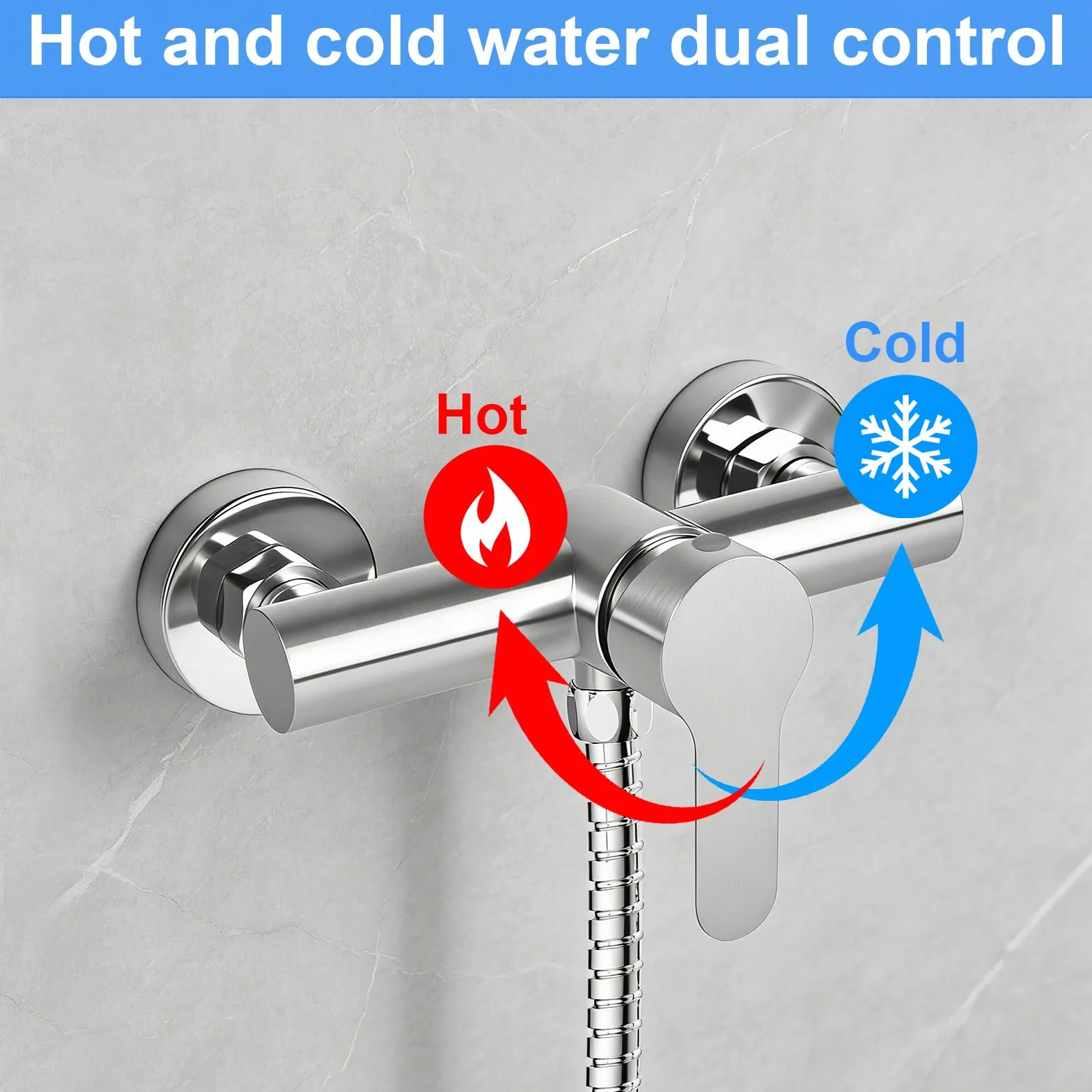 Grifo de ducha monomando, grifo de ducha para ducha, montaje en pared, grifo de ducha de pared para baño, grifo de bañera de acero inoxidable 304, G ½ salida de agua hacia abajo