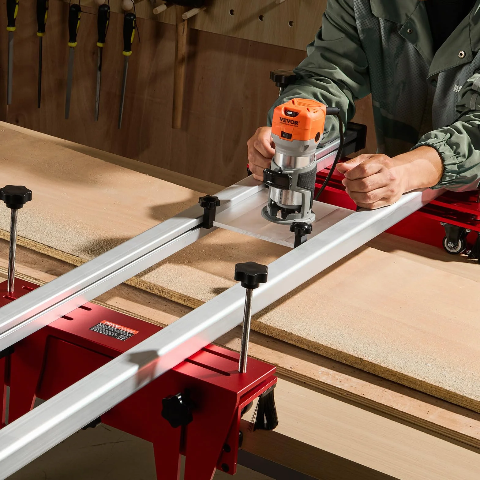 VEVOR Trineo Enrutador Plantilla Portátil para Aplanar Losas de 1625 mm Carpintería para Aplanar Losas Plantilla Guía de Losa Herramienta de Cepillado para Aplanar Madera Bricolaje