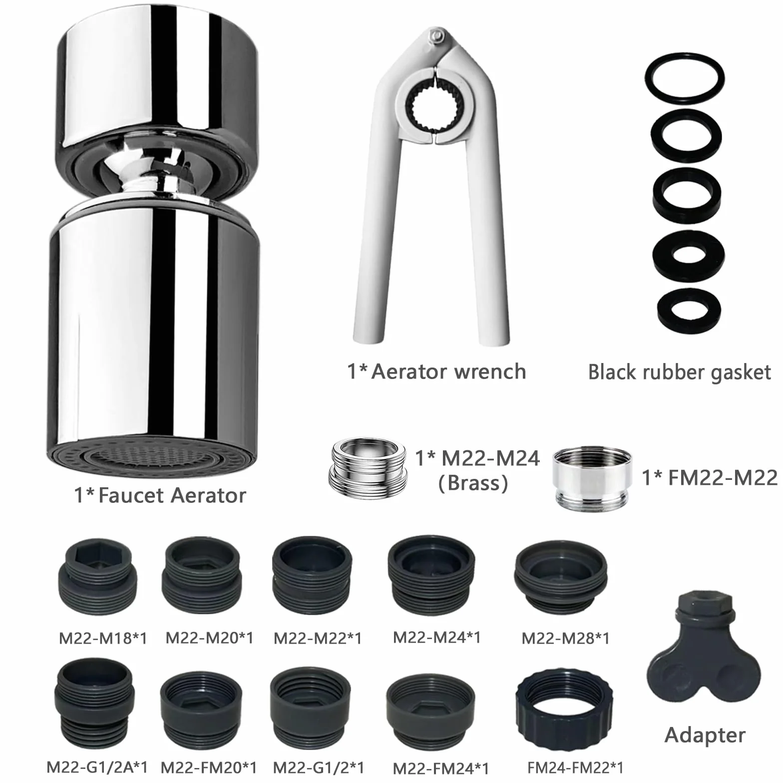 REZZI Aireador Grifo Cocina 360° Giratorio Atomizador Grifo Ajustable 2 modos Difusor Grifo Cocina Fregadero Difusor Compatible con la Mayoría de Grifos