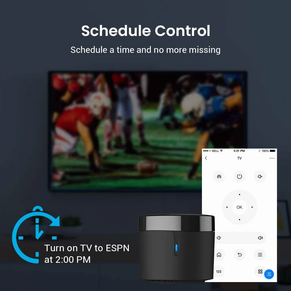 BroadLink RM4 Mini Smart Remote y Juego de Cables con Sensor de Monitor de Temperatura y Humedad, Compatible con Alexa, IFTTT