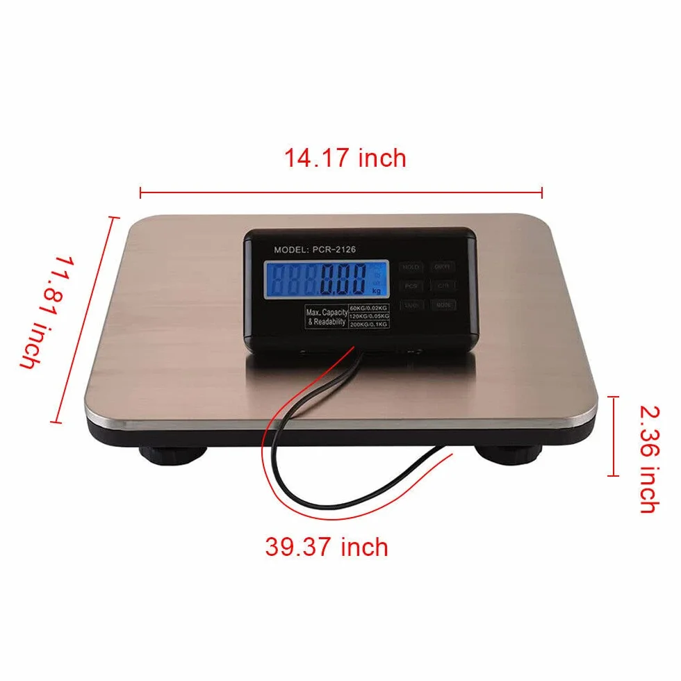 Balanza de Plataforma Industrial 300 kg Bandeja de Acero Inoxidable LCD Digital Profesional