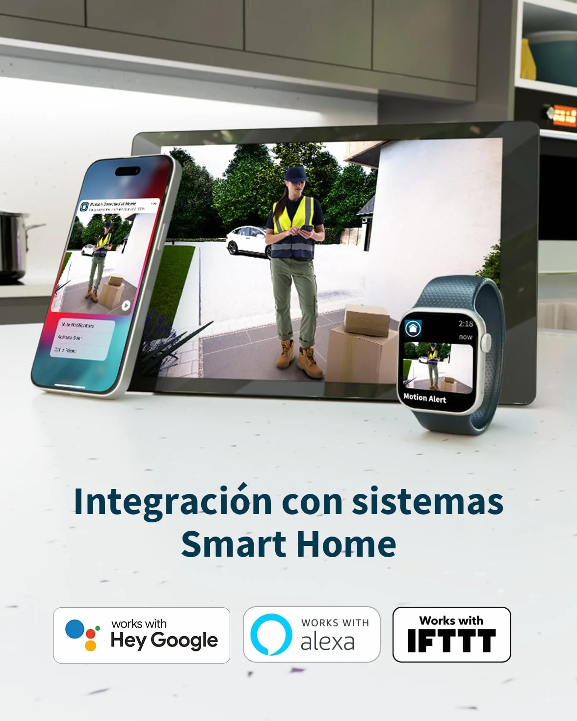 Arlo Essential FHD Videoportero WiFi, Cámara Exterior con Timbre, Detector de Movimiento, Visión Nocturna, Audio Bidireccional, Blanca