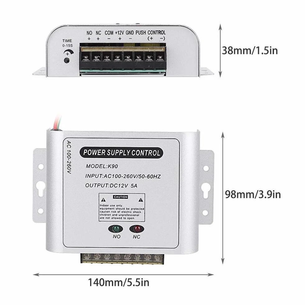 K90 de Control de Acceso de 12 V Fuente de alimentación Batería de Respaldo para cerraduras eléctricas Cerraduras magnéticas Teclados Sistemas de Seguridad de intercomunicación