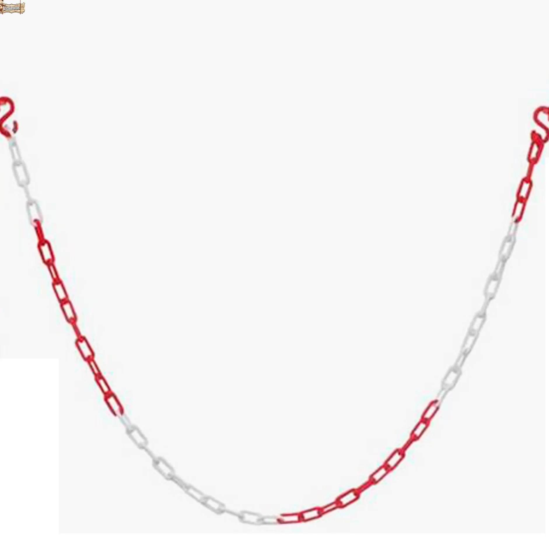 BricoLoco.com Poste señalización y balizamiento para cadena. FLUORESCENTE. Pack 8 uds. ¡¡¡ CADENA PLÁSTICO INCLUIDA !!!. Baliza poste separador de filas para eventos. Rojo y blanco de 87 cms. (8)