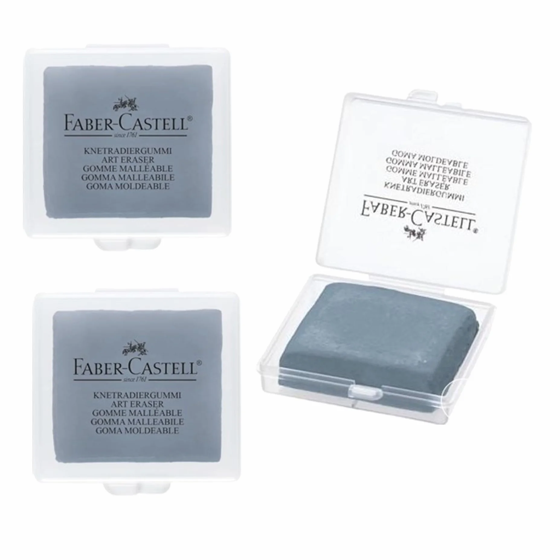FABER-CASTELL Gomme Mie de Pain Lot de 3 ART ERASER 7020 Gris