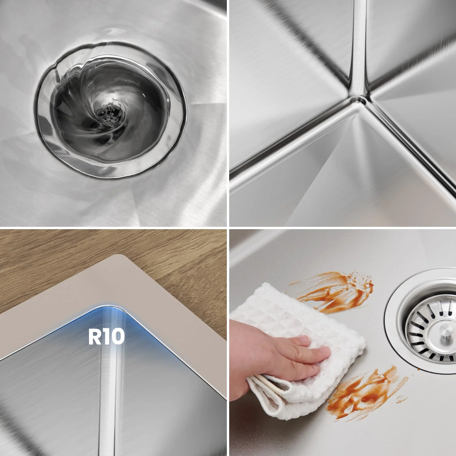 CECIPA Fregadero Cocina 1 Seno 60 x 44cm, Fregadero Bajo Encimera o Sobre Encimera, Fregadero de Acero Inoxidable 304 con Cesta de Filtro Extensible, Sifón y Kit de Drenaje