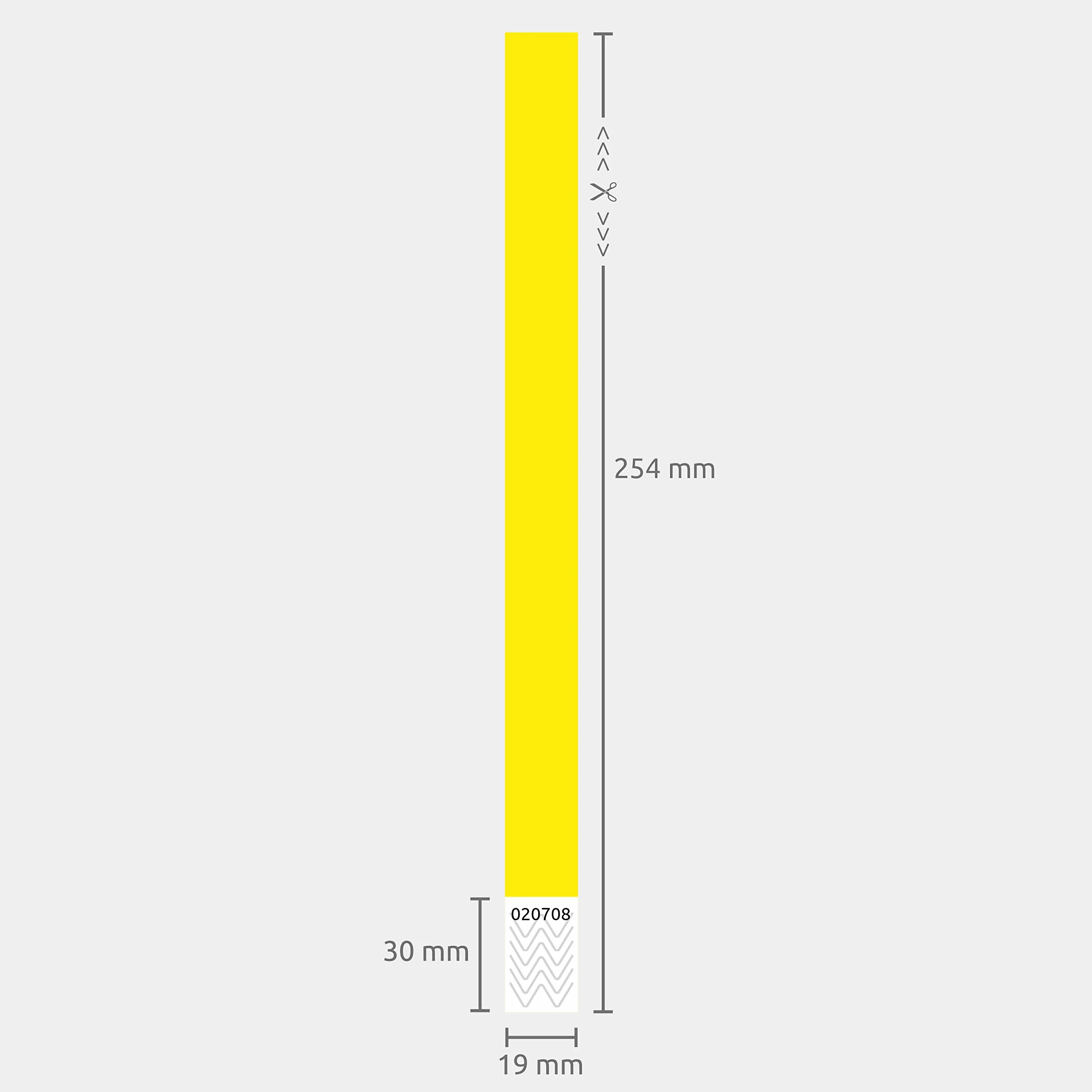 Pulseras de Seguridad 19 x 254 mm, Amarillo, Pack de 100