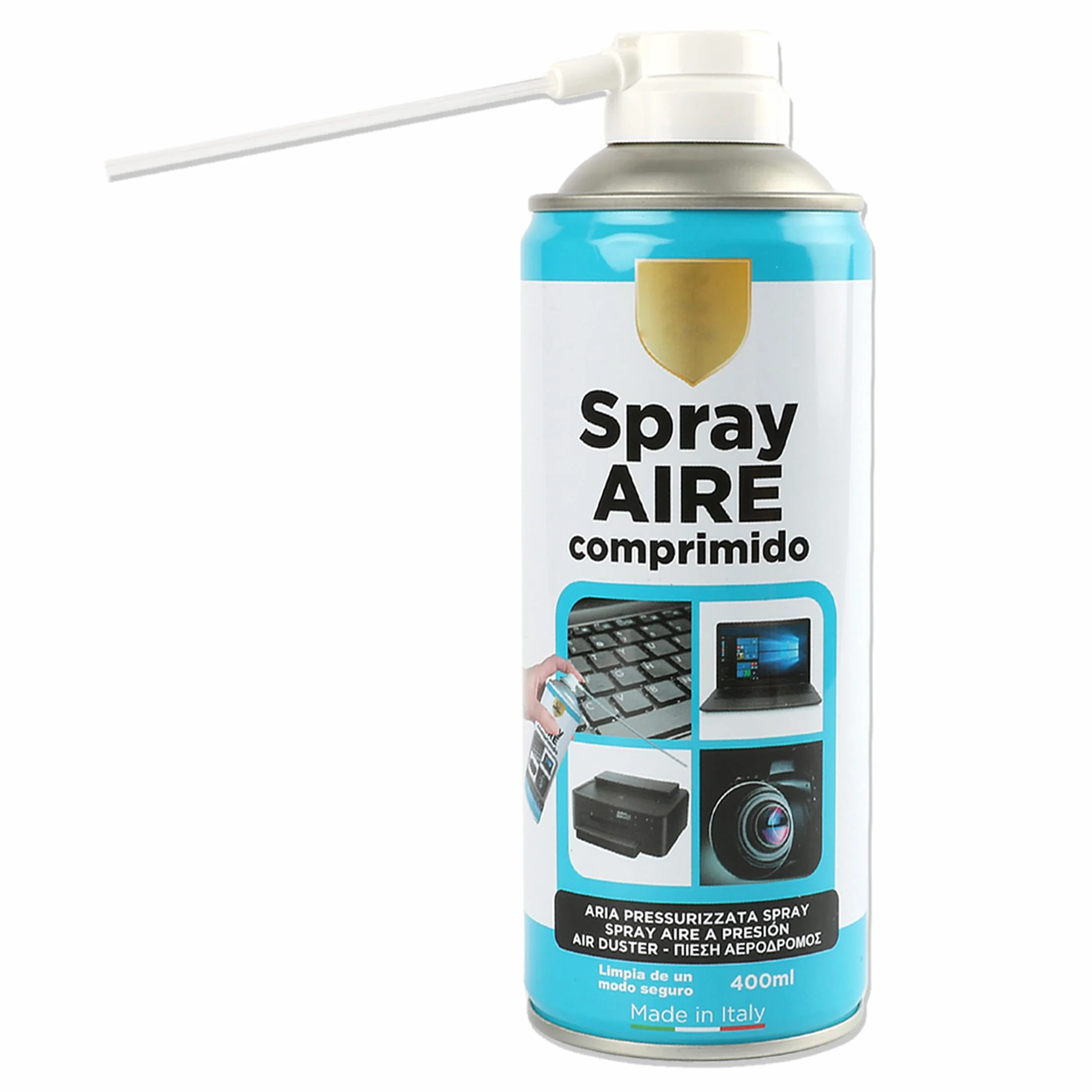Spray Aire Comprimido 400ml Limpieza Teclados Ordenadores Impresoras Equipos Eléctricos Eliminación Polvo
