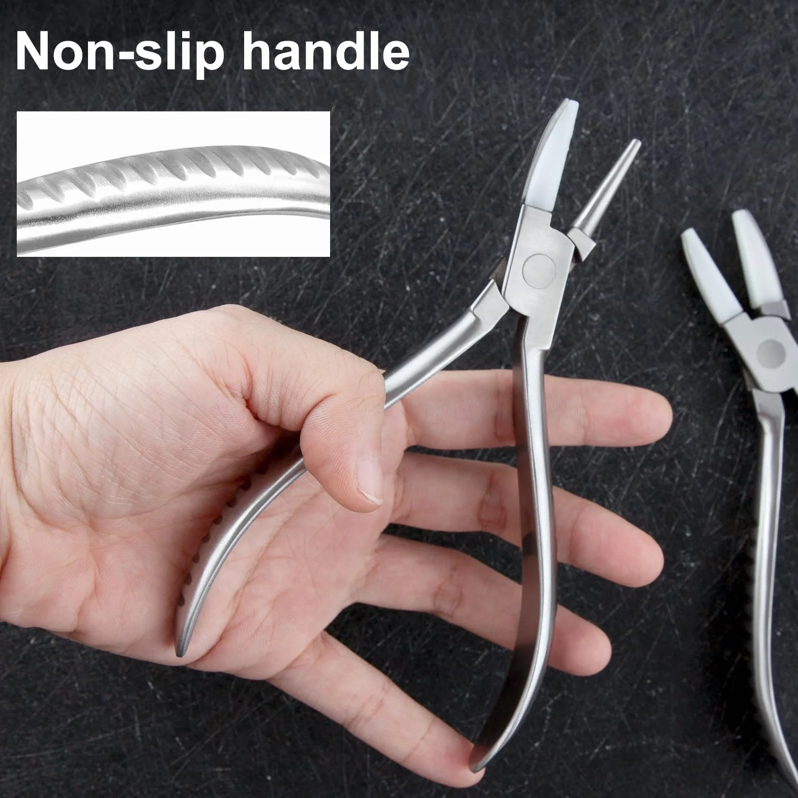 LEONTOOL Juego de alicates para anteojos de mordaza de nailon con punta redonda y plana, alicates para montura de gafas, herramientas de montaje y ajuste con destornillador de reparación de lentes