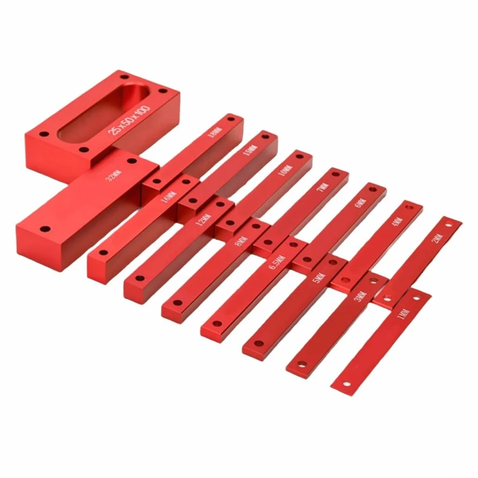 Honseadek Juego de bloques de calibre para carpintería, Herramienta de medición de altura de aluminio, Bloques de configuración de precisión para sierra, Bloques espaciadores métricos para enrutador