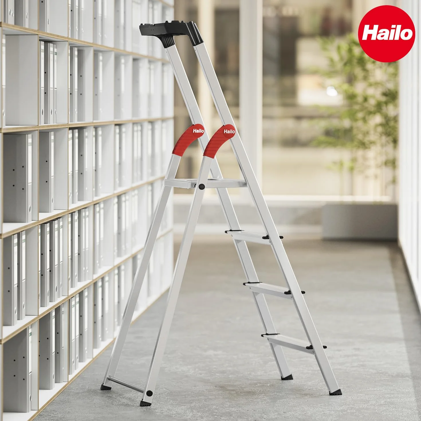 Hailo Juego de pies para escalera Hailo - Pies de repuesto para escaleras domésticas Hailo como L20, L40 BasicLine y L50, L60 StandardLine - 43 x 20 y 35 x 20 mm - 4 x patas de escalera - Negro