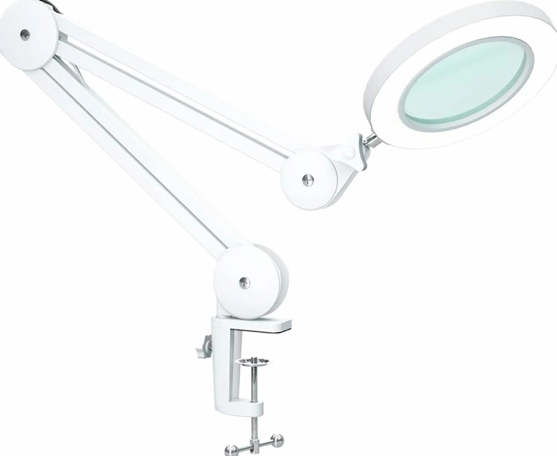 Lámpara Lupa LED con Luz de Trabajo - Lente de Vidrio de 105mm y 5 Dioptrías, Brazo Giratorio Premium, Luz Regulable de 3 Colores y Abrazadera para Mesa - Ideal para Trabajos de Precisión