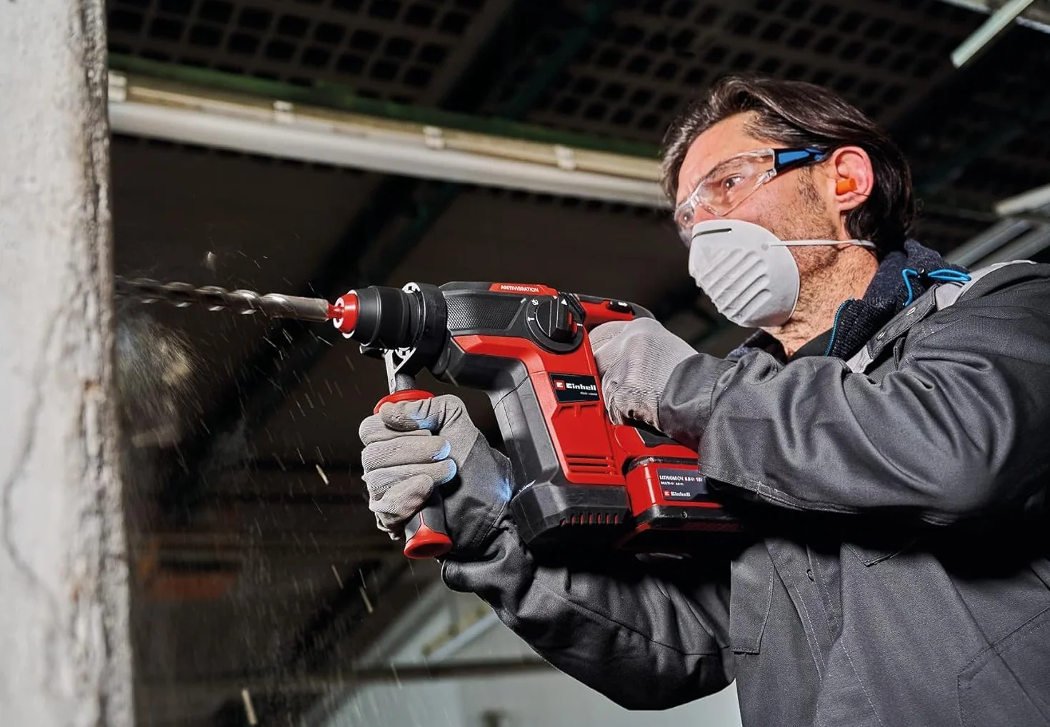 Einhell Professional martillo perforador con batería TP-HD 18/26 Li BL-Solo Power X-Change (18 V, sin escobillas, 2,6 J, SDS-plus, mecanismo de impacto neumático, 4 funciones, maletín, sin batería)