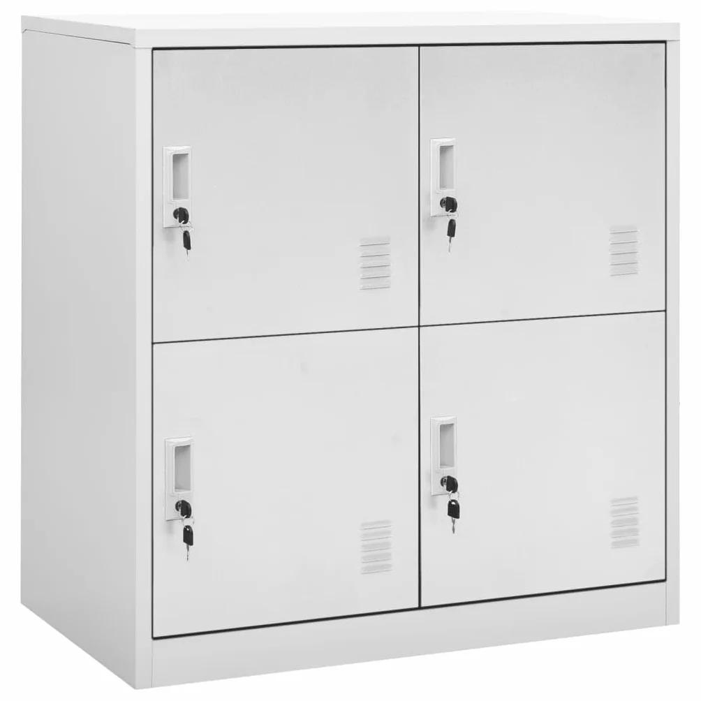 Taquilla gris claro 90 x 45 x 92,5 cm, acero resistente con 4 compartimentos y cerraduras, ideal para oficina, escuela, almacenamiento seguro