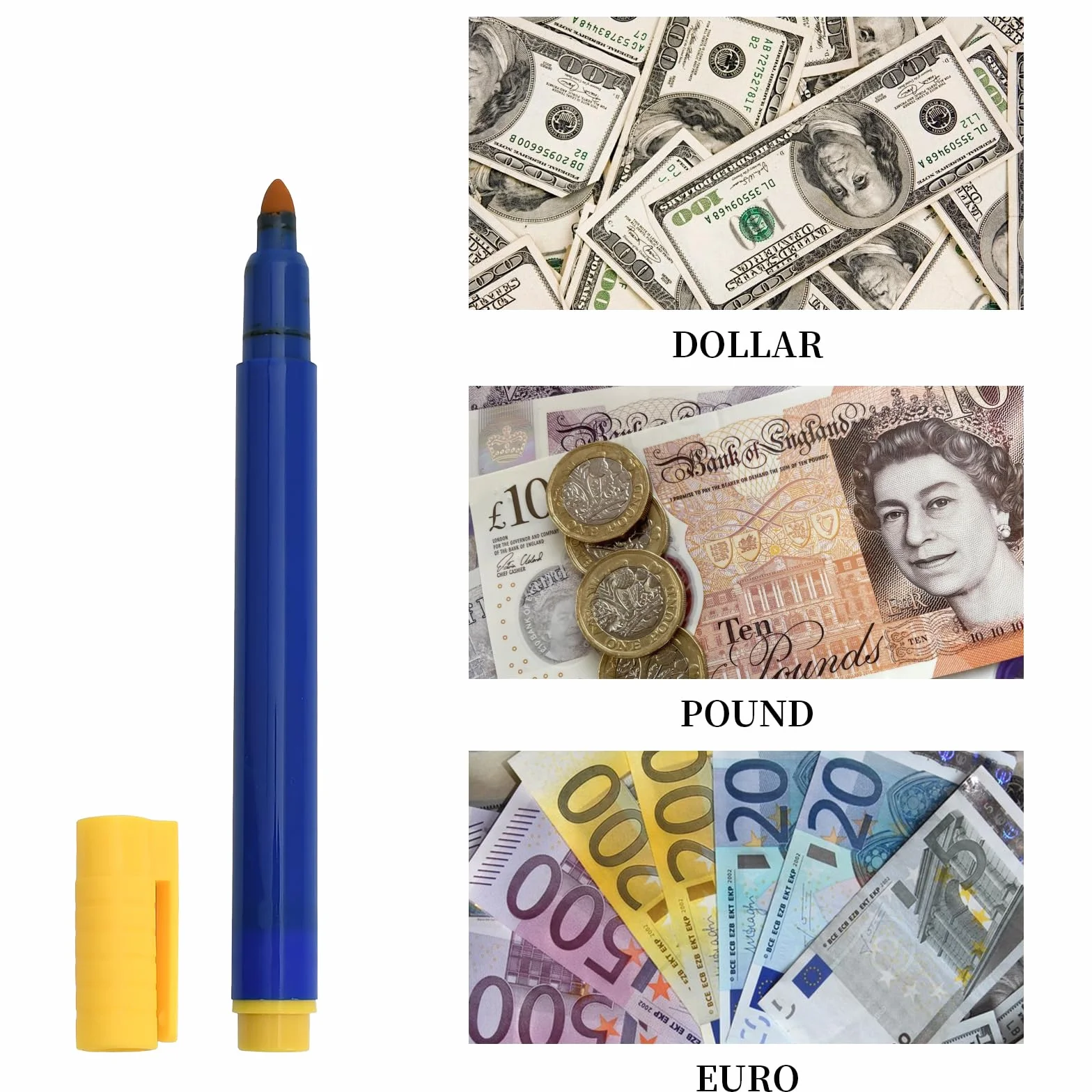 Detector Billetes Falsos Portátil Rotulador Billetes Falsos 10 Piezas