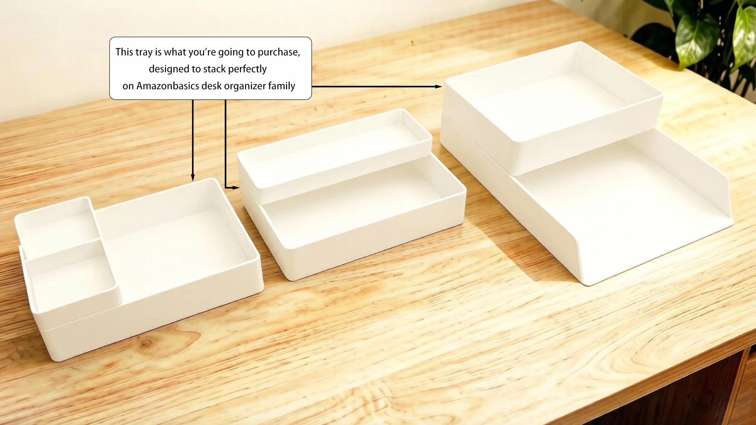Amazon Basics Rectangular Organizador de Plástico, Bandeja para Accesorios, 24 x 17 x 5 cm, Blanco