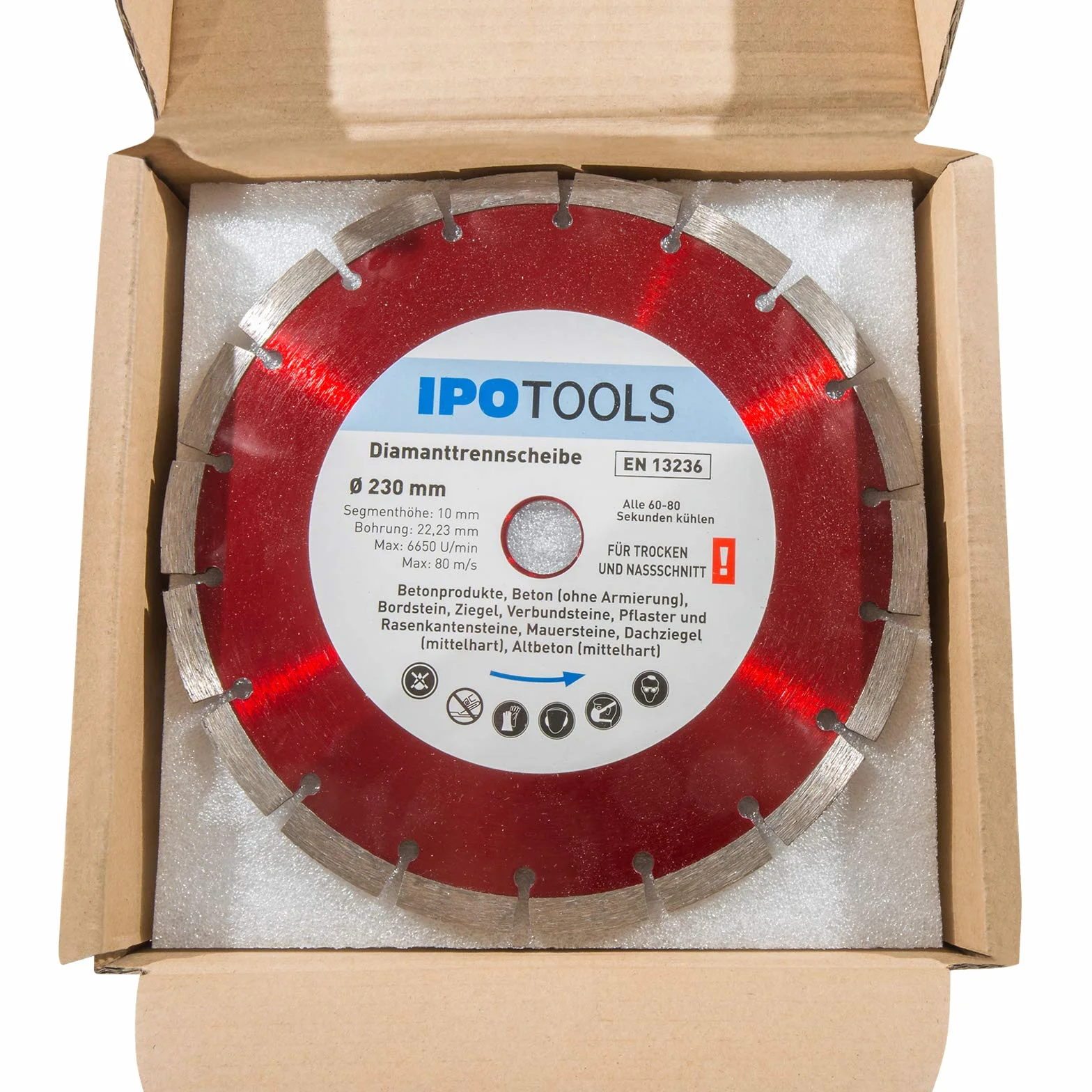 IPOTOOLS Disco De Diamante Para Hormigón, Ladrillo, Piedra Natural, Piedra, Segmento De 10 Mm, Agujero 22,23 Mm
