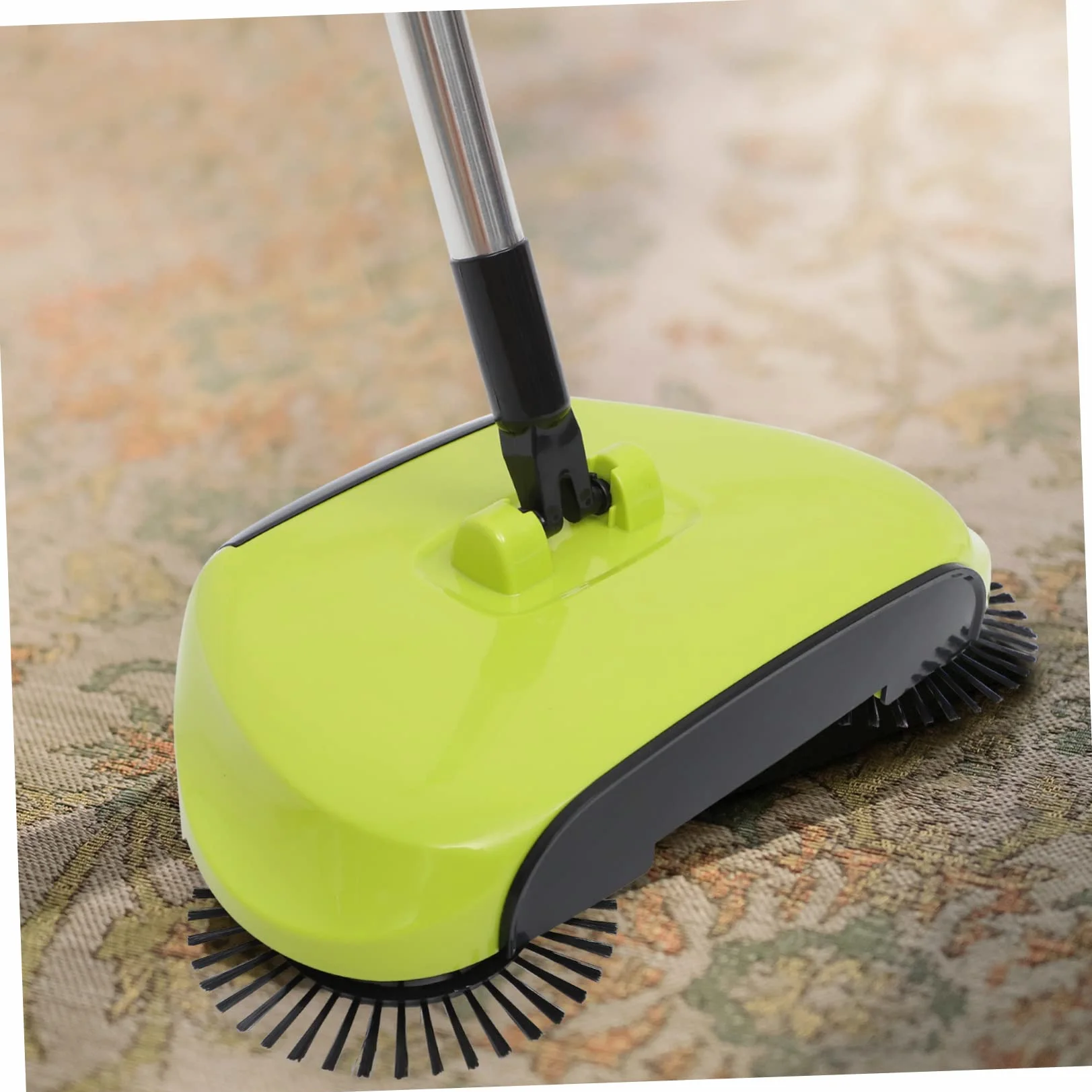 Ciieeo Barredora de Mano Hogar para Limpieza de Pisos Duros y Escoba de Empuje 360° Ajustable Abs y Acero Inoxidable sin Electricidad Recogedor Cubo Cerrado Verde
