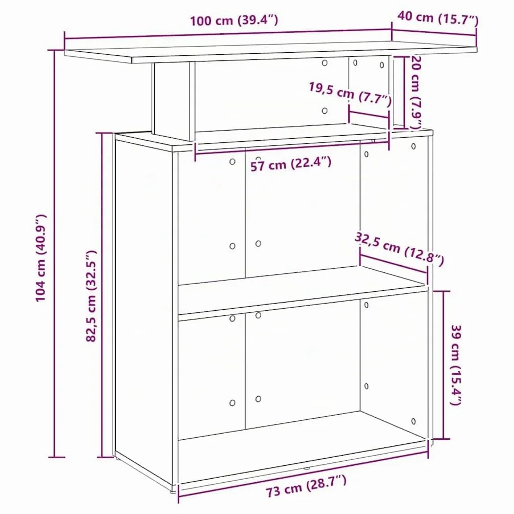 vidaXL Mostrador de recepción Roble Sonoma 100x40x104 cm Madera de ingeniería