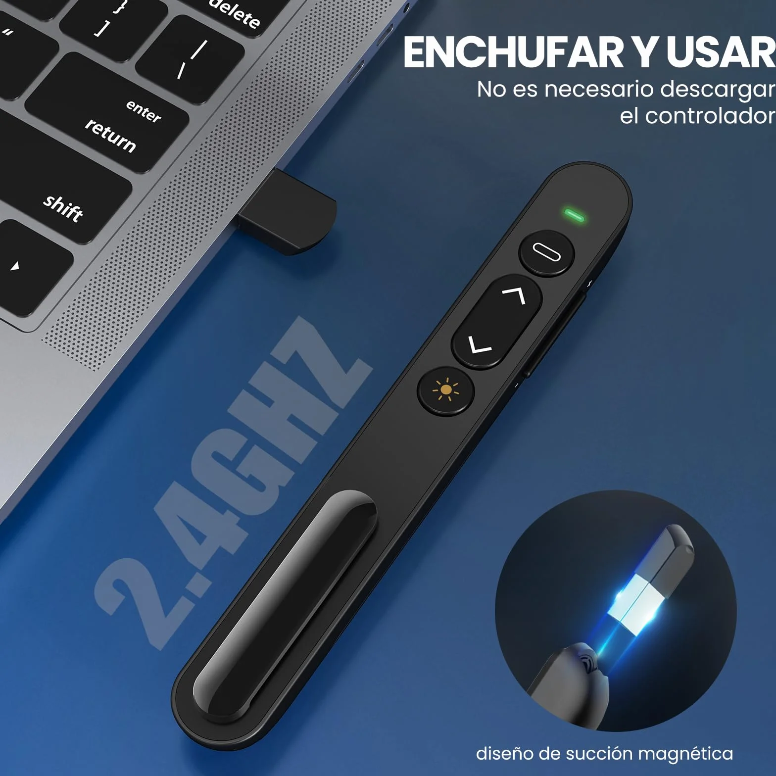 Puntero Presentaciones Remoto para PowerPoint, Keynote, Google Slides, PDF, MS Word, Plug & Play