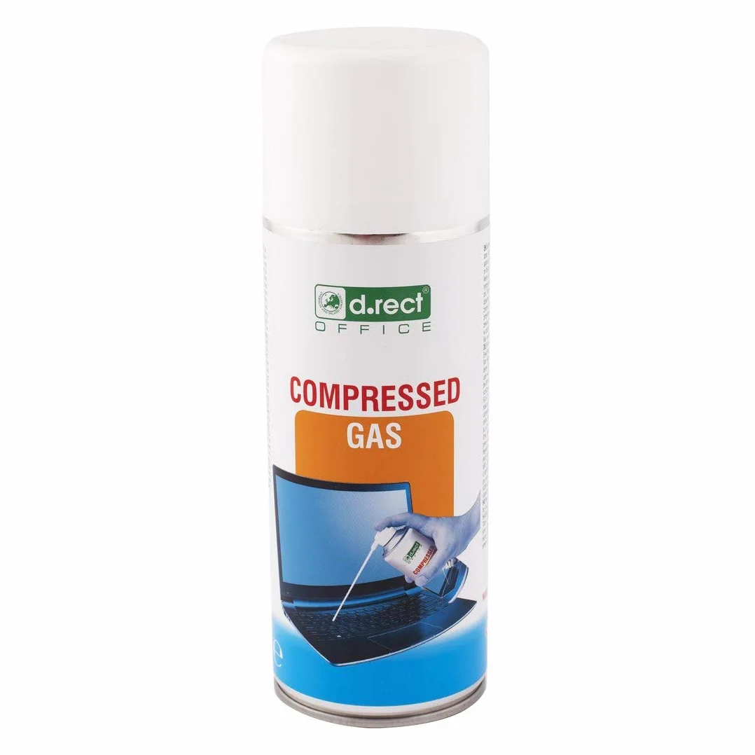 D.RECT Aire comprimido 400ml - Spray Limpiador, Compresor de Aire para Limpieza de Teclado, Ordenador, Cámara, Teléfono Móvil - Air Duster, Transparente