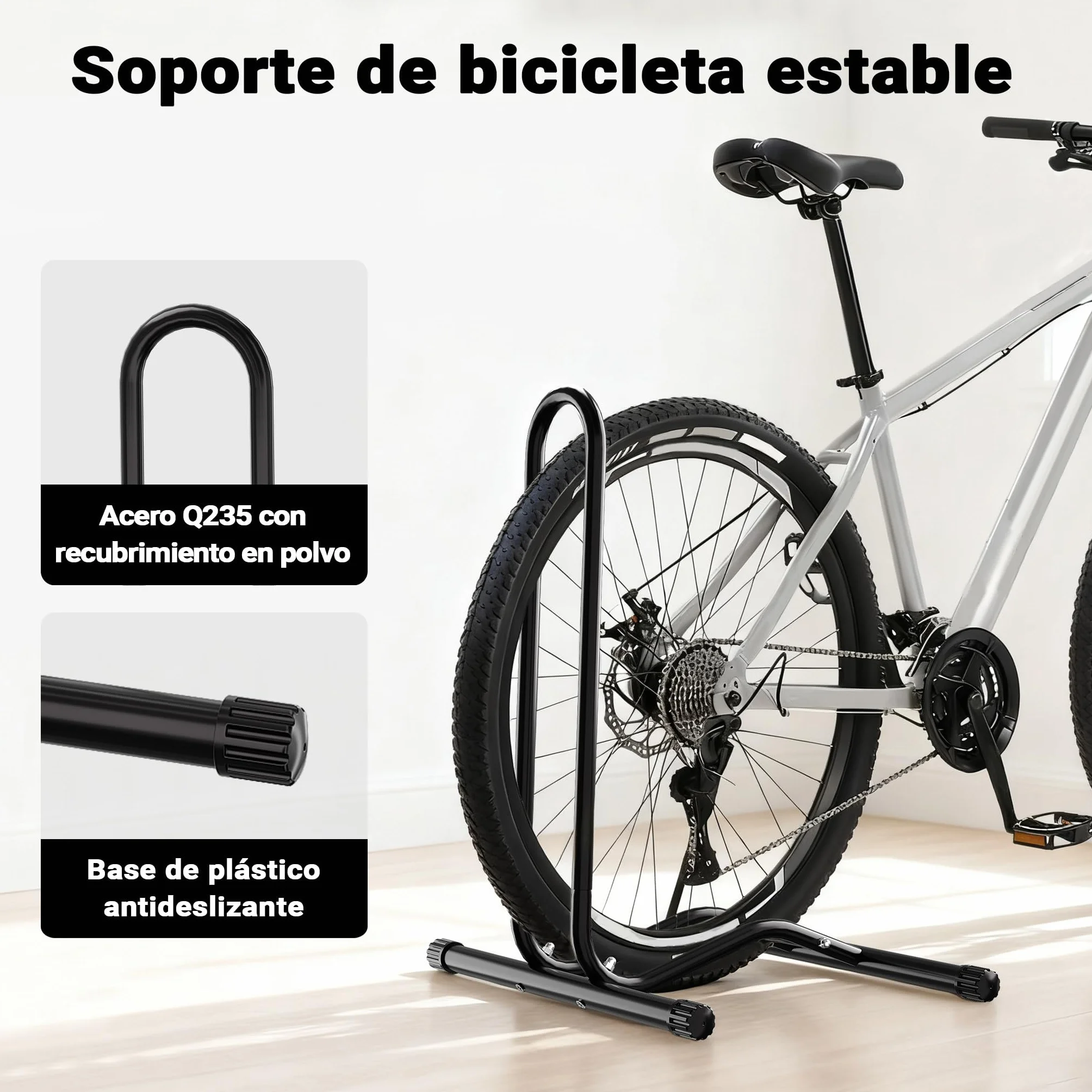 Soporte para aparcar Bicicletas portátil Suelo para 1 Bicicleta Ancho de neumáticos 60mm