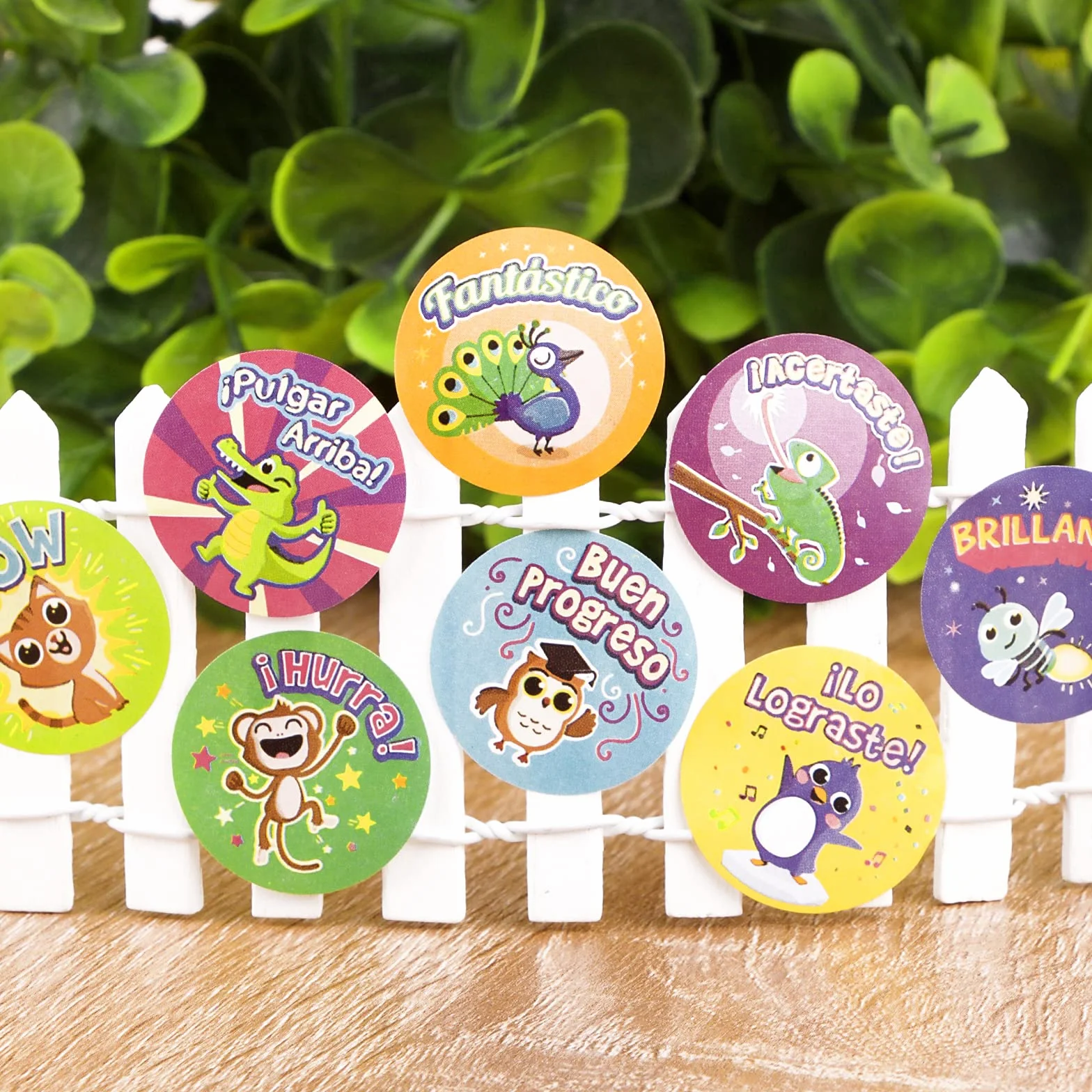 Pegatinas de recompensa en español 2,5 cm autoadhesivas animales decoración infantil profesor regalo