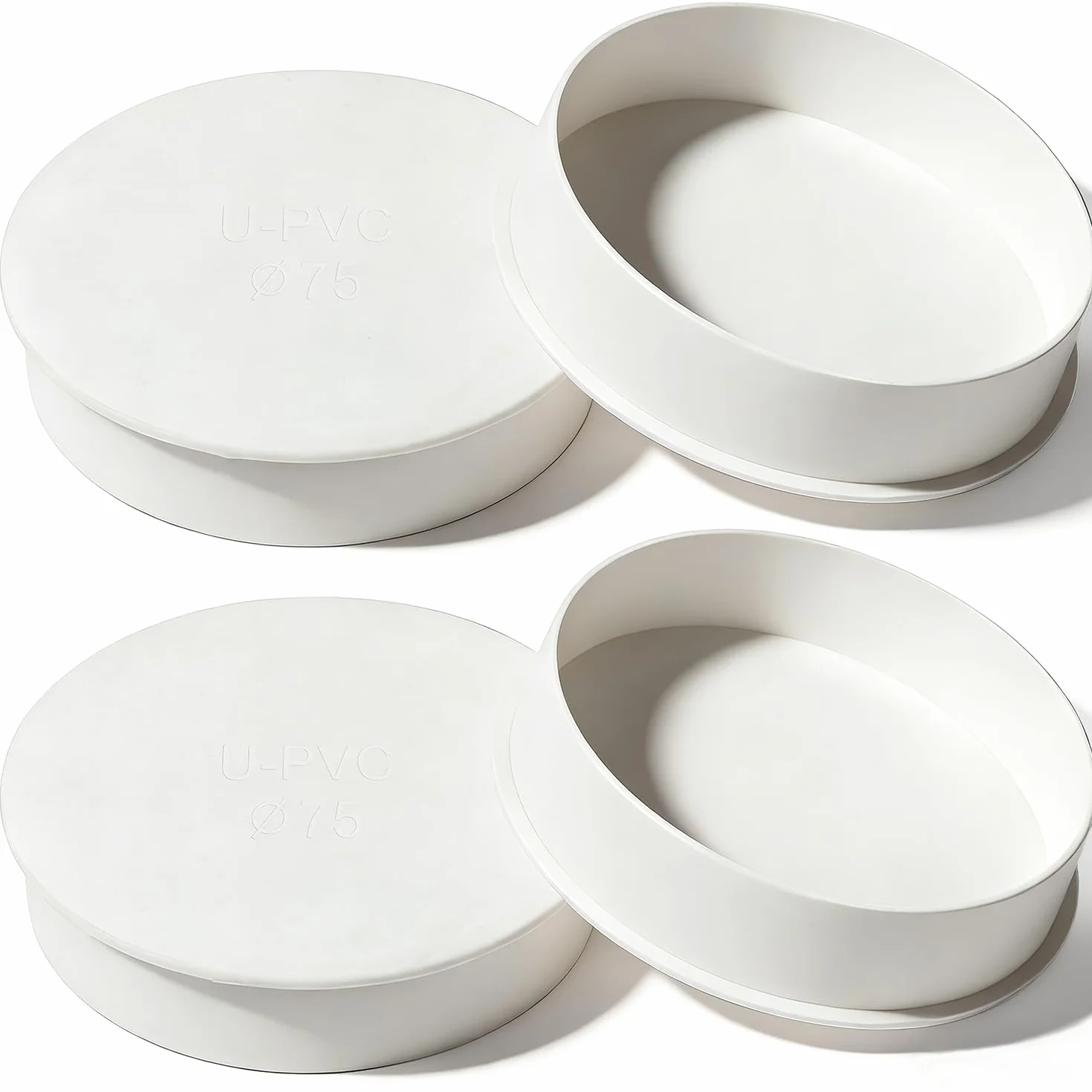 Tapón Decorativo de PVC Ø 75mm 4PCS Cubierta de Tubo de Ventilación Tapa Final de Bloqueo Interior para Tubería de Alcantarillado Protección (DN75)