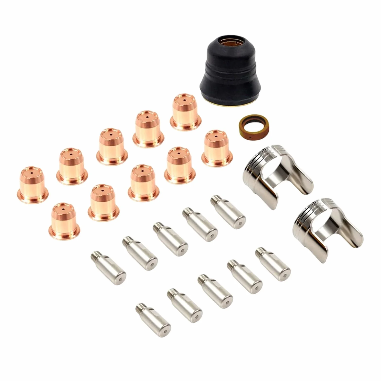 Juego de consumibles de soldadura de metal de 24 piezas con boquillas de electrodos y protectores para arreglos CUT40 CUT55 CUT65 Electrodo de salida de antorcha de materia fluorescente de