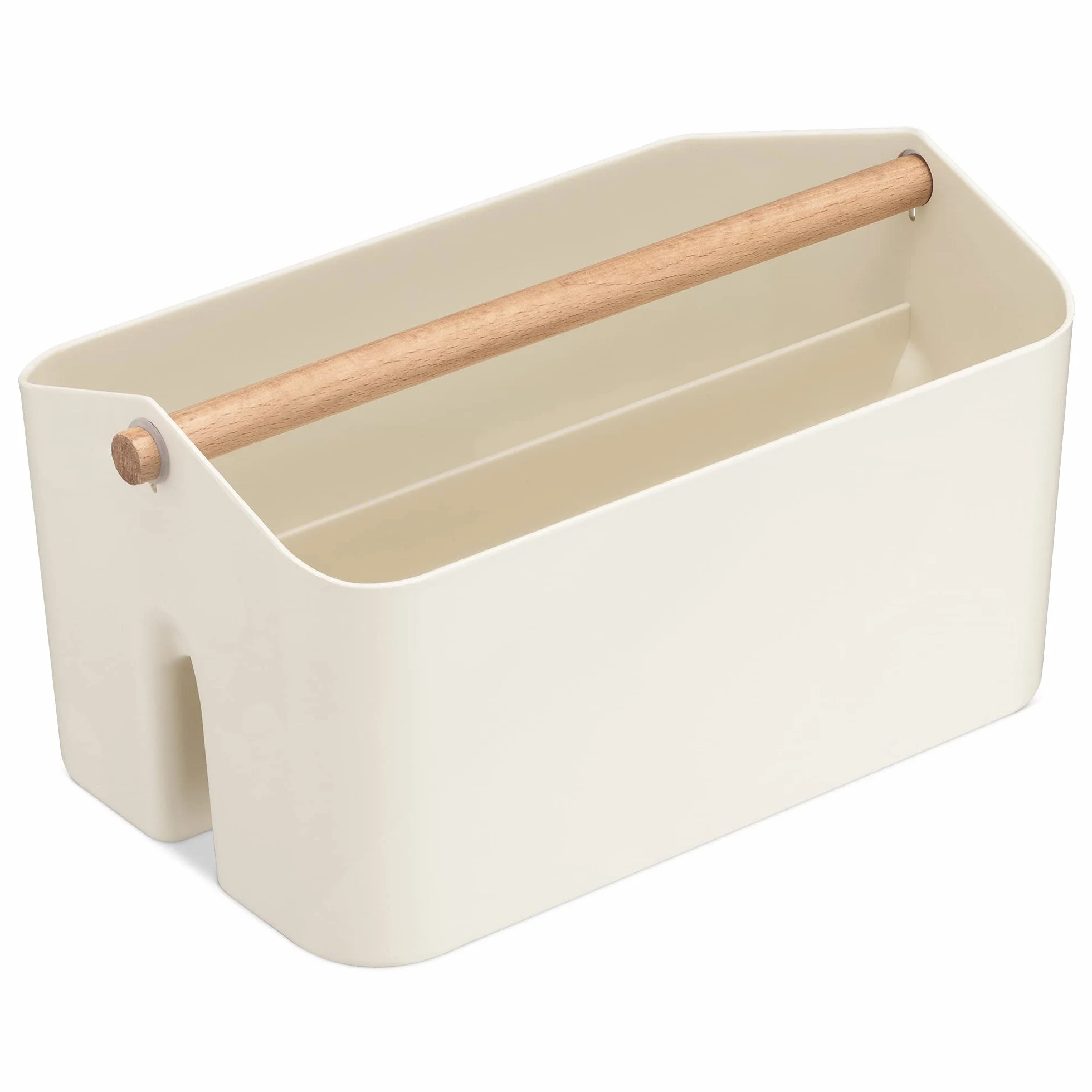 Navaris Cesta organizadora con asa - Caja con 2X Organizador para Productos de baño Limpieza Cocina Fregadero Botellas - 26,5 x 16,5 x 15 cm - Crema